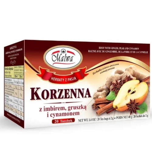 Herbatka korzenna z imbirem gruszką i cynamon | MALWA 40g Herbata sklep jedzpij.pl