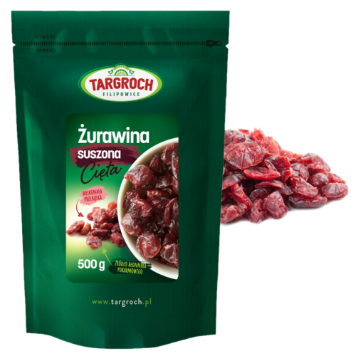 ŻURAWINA SUSZONA Cięta 0,5kg (500g) NATURALNY SMAK sklep jedzpij.pl