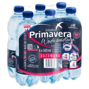 Woda Primavera gazowana 0,5l -6 butelek kaucja