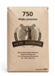 Mąka pszenna chlebowa typ 750 25kg Młyn Rzepiennik